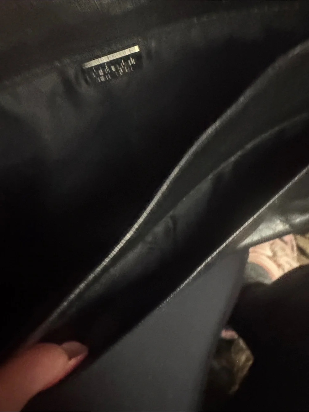 Perlina Black Leather Fold-Over Crossbody with Metal Plaque